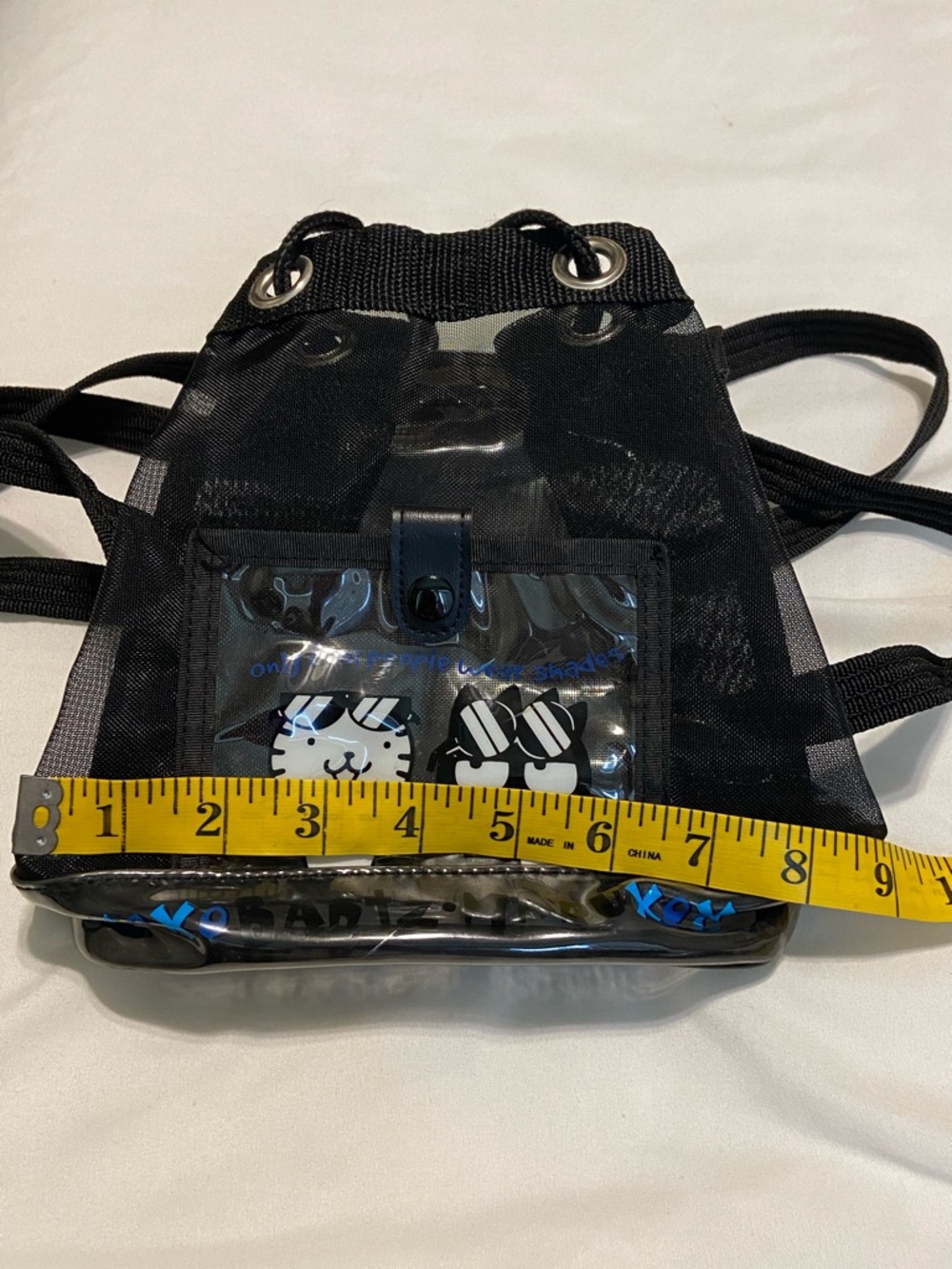 Vintage 1998 Sanrio Bad Badtz Maru Black Clear Mesh Mini Backpack - Picture 8 of 8